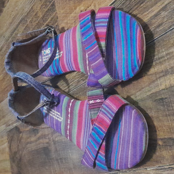 Womens Toms Correa Sandals Chambray Stripe Mix Size 8W - Picture 5 of 6